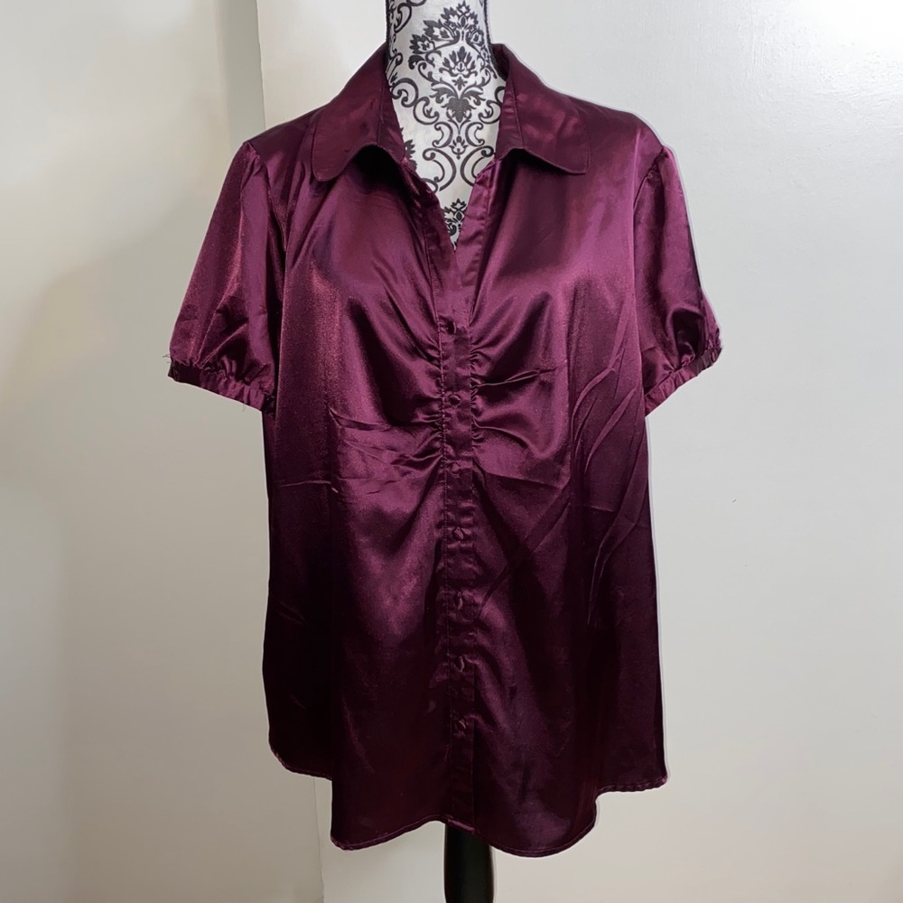 Apt. 9 Size 3x Purple Button Down Collared Blouse - image 1